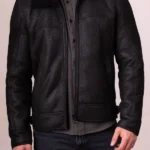 Mens Harrier Sheepskin Black Flying Jacket front