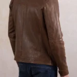 Mens Hesket Brown Leather Jacket back