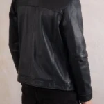 Mens Hesket Navy Leather Jacket back