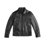Mens Keanu Leather Black Jacket Front