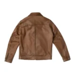 Mens Keanu Leather Brown Jacket Back