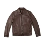 Mens Keanu Leather Dark Brown Jacket Front