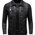 Men's Lapel Leather Biker Jacket