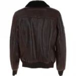 Mens Luxury Sheepskin Brown Leather Pilot Jacket back