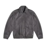 Mens Major League Grey bomber Suede Jacket front