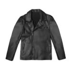 Mens Motorcycle Black Leather Jacket front