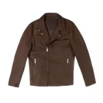 Mens Motorcycle Brown Leather Jacket front