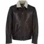 Mens Nappa Teddy Brown Leather Jacket front