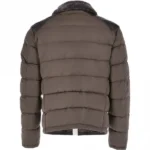 Mens Padded Sheepskin Brown Leather Jacket back