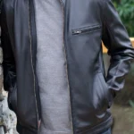 Mens Penton Black Leather Jacket front