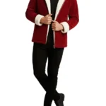 Mens Red Santa Velvet Shearling Hooded Jacket