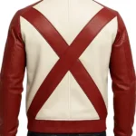 Men’s Red and White Star Leather Christmas Jacket Black