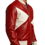 Men’s Red and White Star Leather Jacket