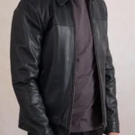 Mens Renwick Collared Leather Jacket