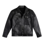 Mens Roughout Cruiser Black Leather Jacket front