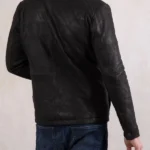 Mens Rusland Black Leather Jacket back