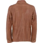 Mens Safari Style Brown Leather Jacket Back