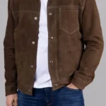 Mens Seaton Brown Suede Jacket Front
