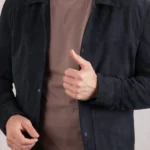 Mens Seaton Suede Blue Leather Jacket