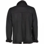 Mens Sheepskin Flying Black Leather Jacket back