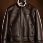 Mens Stallion Brown Leather Jacket Front