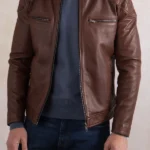 Mens Stonecroft Brown Leather Jacket