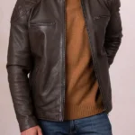 Mens Stonecroft Brown Leather Jacket front