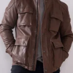 Mens Strickton Brown Leather Jacket
