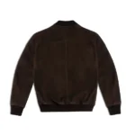 Mens Suede Leather Bomber Brown Jacket Back