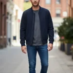 Mens Suede Leather Bomber Jacket