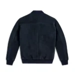 Mens Suede Leather Bomber Navy Jacket Back