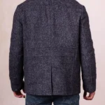Mens Ulverston Pea Charcoal Wool Coat back