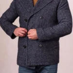 Mens Ulverston Pea Charcoal Wool Coat front