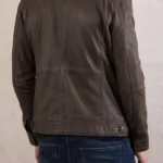 Mens Warwick Brown Leather Jacket back