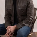 Mens Warwick Brown Leather Jacket front