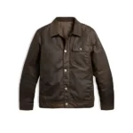 Mens Waxed Canvas Field Dark Olive Jacket Front