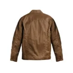 Mens Waxed Canvas Field Jacket Brown Back