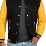 Men’s black and Yellow Letterman Jacket – Varsity Baseball Style