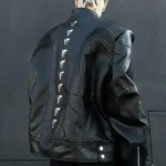 Metallic Deconstruction Darkwear Black Leather Jacket Back