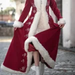 Mrs Claus Velvet Long Red Coat