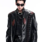 Mwns Two-Tone Blak Leather Jacket