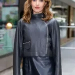 NYC 2025 Chloe Fineman Leather Jacket front