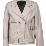 Nora Belted Biker Leather Jacket
