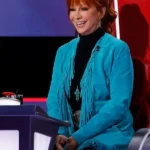 Reba McEntire The Voice S28 Blue Fringe Coat front