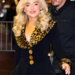 Sabrina Carpenter NYC Leopard Fur Trimmed Blazer