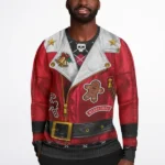 Sons of Santa Red Leather Santa Biker Jacket Athletic Ugly Christmas Sweatshirt