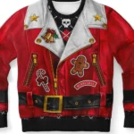 Sons of Santa Red Leather Santa Biker Jacket Athletic Ugly Sweatshirt