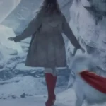 Superman 2025 Supergirl Tan Parka Hooded Coat back