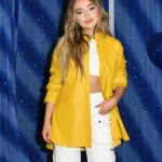 Tall Girl Sabrina Carpenter Yellow Leather Jacket front
