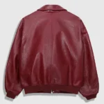 Taxi Bomber Leather Jacket_Burgundy
